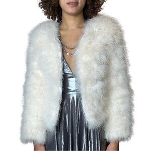 Vintage 1960s 1970s Ostrich Marabou Feather Jacket